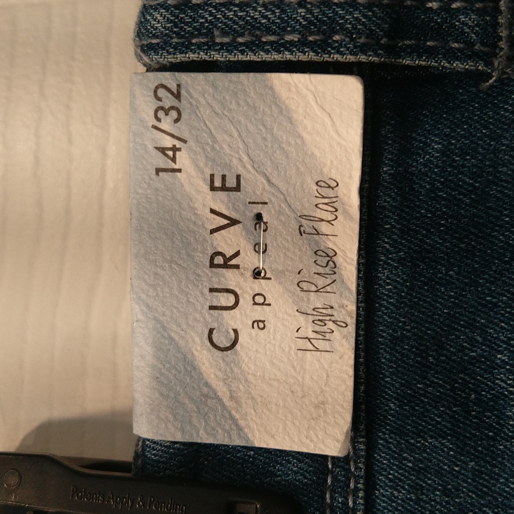 Curve Appeal High Rise Flare Classic Blue Jeans Women's Sz 14/30 NWT Comfy, Y2K - Picture 11 of 14